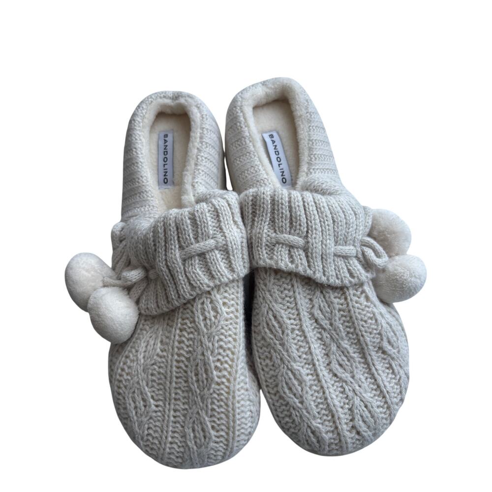 Bandolino Cozy Knitted Rubber Sole Clog Slippers | 8-9 Large | Sweater Knit